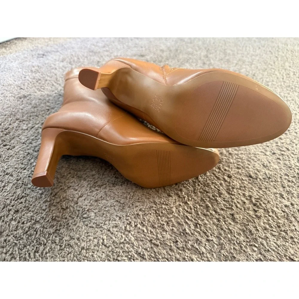 Naturalizer Harlene Leather Heeled Ankle Boots Women's Size 9.5M Tan Brown‎
